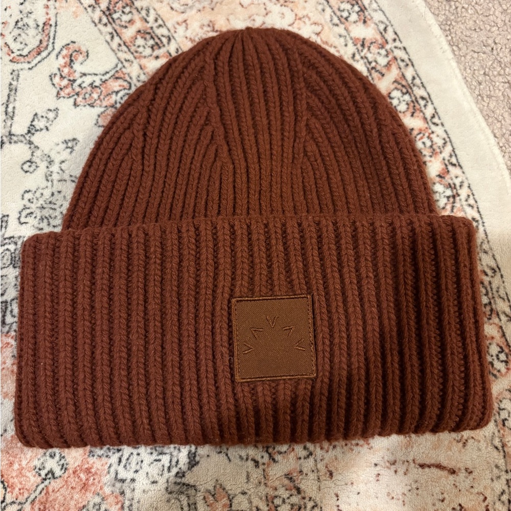Varley Warm Brown Ribbed Beanie